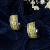 Silver Plated Yellow Womens Pair of Hoop Earrings