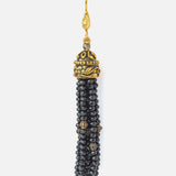 Gold Plated Black Womens Pair of Tassel Earrings