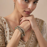 Florence Gold Plated Green Womens Kundan, Polki Pair of Bangles