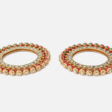 Saadgi Gold Plated Red Womens Kundan, Polki Pair of Bangles
