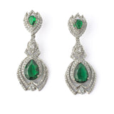 Zia Silver Plated Green Womens Zircon Pair of Earrings (Freesize)