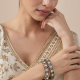 Gold Plated Multicolored Womens Kundan, Polki Pair of Bangles