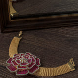 Gold Plated Pink Colored Zircon Womens Bracelet