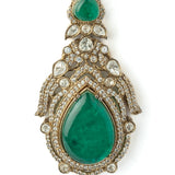 Gold Plated Green Womens Synthetic Stone Pair of Earrings