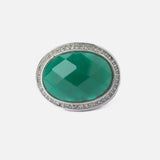 Silver Plated Green Womens Zircon Ring