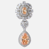 Silver Plated Yellow Womens Zircon Drop Pair of Earrings