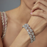 Zia Silver Plated Zircon Womens Pair of Bangles