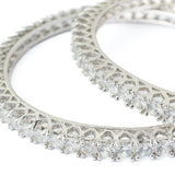 Zia Silver Plated White Womens Zircon Pair of Bangles