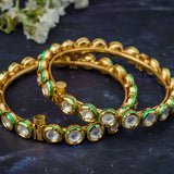 Aatman Gold Plated Womens Kundan, Polki Pair of Bangles