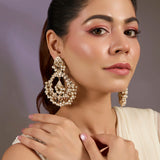 Handcrafted Polki Chandbali Earrings
