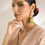 Pink Stone Jhumka Earrings