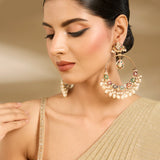 Pearl Chandbali Polki Earrings