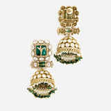 Green Polki Jhumka Earrings