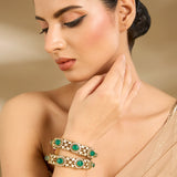Rich Emerald Polki Bnagles