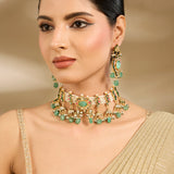 Emerald Bead Polki Choker Set