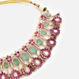 Moissanite Polki Emerald Choker Set