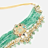 Green Bead Polki Choker Set