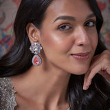 White Finish Zircon & Kundan Polki Dangler Earrings